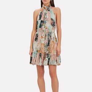Zimmermann wavelength high collar mini dress